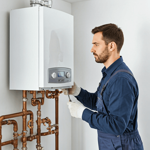 Maintenance engineer working on pipework